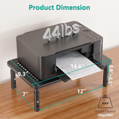 WALI Computer Monitor Stand with Storage, Desk Monitor Riser 3 Height Adjustable, Laptop Riser with Airflow Vents, Desk Organizer for Computer, Laptop, Printer (PTT002-B), 1 Pack, Black