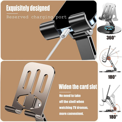 Cell Phone Stand for Desk - [360° Rotation] Sturdy Adjustable Desktop Phone Holder, Foldable Mobile Stand, Office Desk Accessories Gifts for All Phone Stands