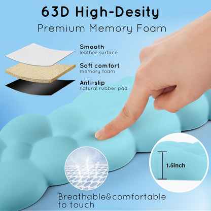 Cloud Wrist Rest for Computer Keyboard Arm Wrist Rest with Non-Slip Base Extended Wrist Rest Ergonomic Memory Foam for Keyboard and Mouse Typing Pain Relief, Office, Gaming, Computer
