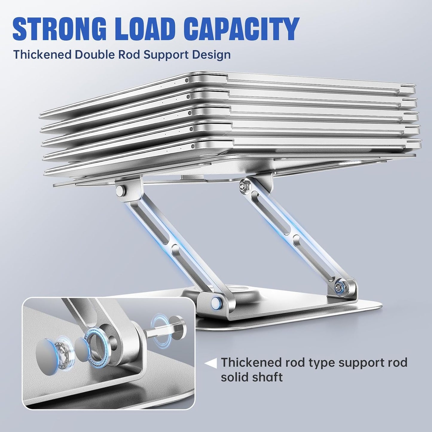 JOYEKY Laptop Stand for Desk, Adjustable Computer Stand with 360° Rotating Base, Ergonomic Laptop Riser for Collaborative Work, Foldable & Portable Laptop Stand, fits for All 10-16" Laptops (Grey)