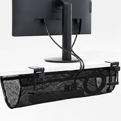 VIVO No Drill Clamp-on 36 inch Mesh Net Under Desk Cable Management Wire Organizer, Adjustable Home Office Standing Desk Cord Storage Sleeve, Black, DESK-AC36MH
