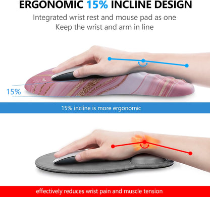 Mouse Pad Wrist Support, Laokiiy 2 in1 Keyboard Wrist Rest+ Ergonomic Mouse Pad, Non-Slip Wrist Rest for Computer Keyboard, Made Easy Typing & Relieve Wrist Pain（Banana Leaf Green）