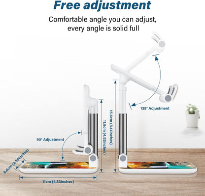 Desk Cell Phone Stand - Adjustable Angle-iPad Holder, Universal Compatible Phone Holder for Desk