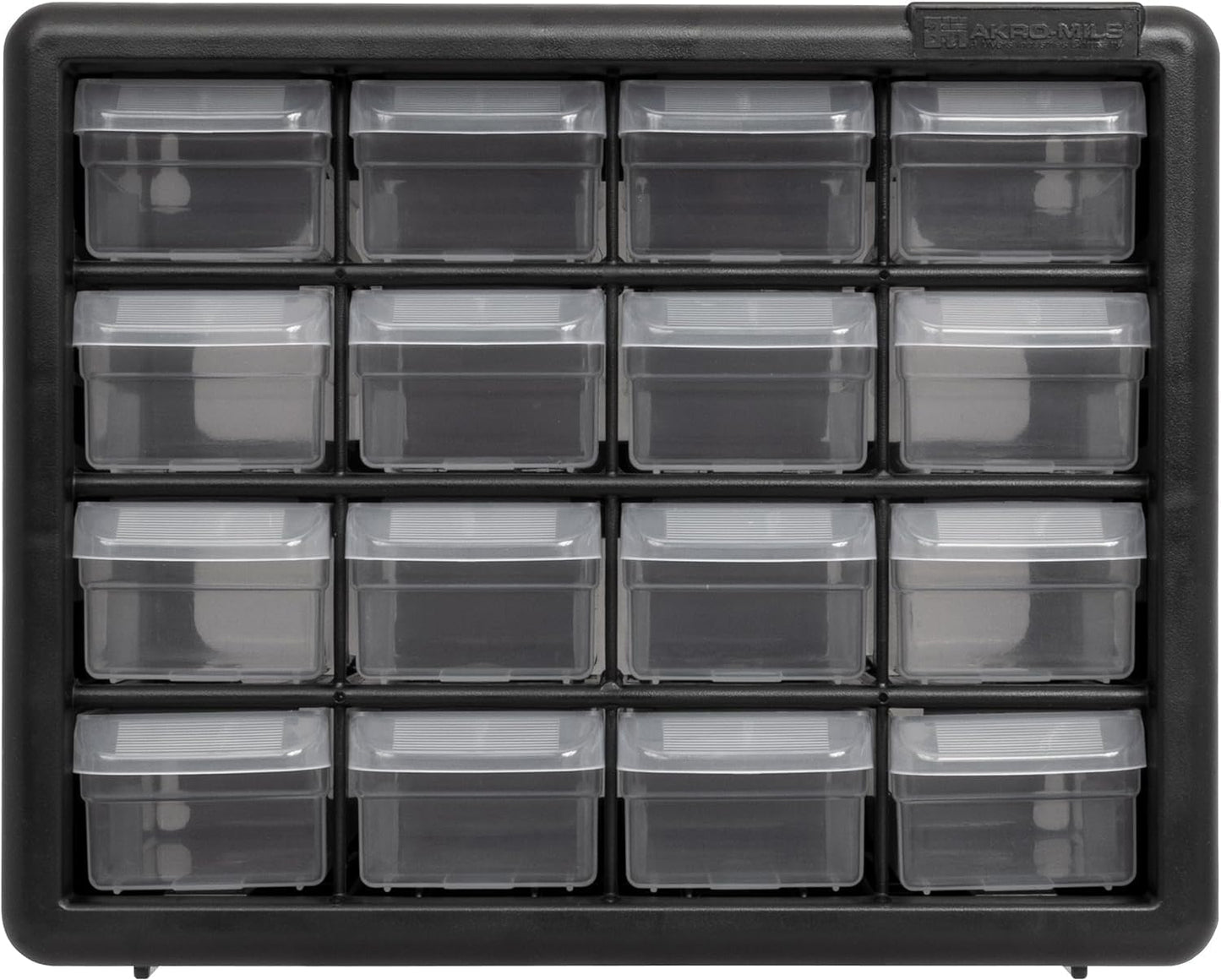 Akro-Mils 24-Drawer Plastic Drawer Storage Cabinet for Garage Organization, Bead Organizer, Building Bricks Storage, Teacher Toolbox, Makeup Organizer, 20" W x 6" D x 16" H, 10124 Black