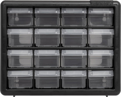 Akro-Mils 24-Drawer Plastic Drawer Storage Cabinet for Garage Organization, Bead Organizer, Building Bricks Storage, Teacher Toolbox, Makeup Organizer, 20" W x 6" D x 16" H, 10124 Black