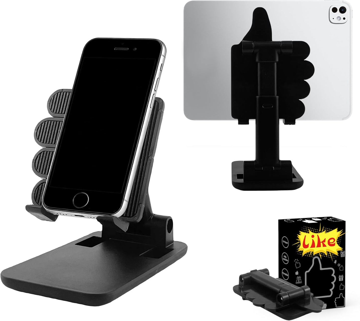 Mother's Day Foldable Cell Phone Stand Non-Slip,Thumbs Up Adjustable Phone Holder with Silicone，Portable Phone Stand for Desktop Compatible with All Mobile Phones (Pink)