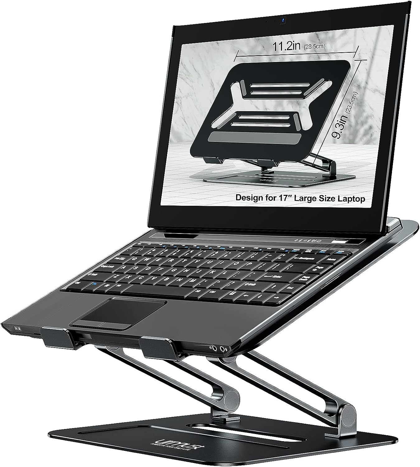 Urmust Adjustable Laptop Stand for Desk Aluminum Computer Stand for Laptop Riser Holder Notebook Stand Compatible with MacBook Air Pro Ultrabook All Laptops 11-17 inch (Black)
