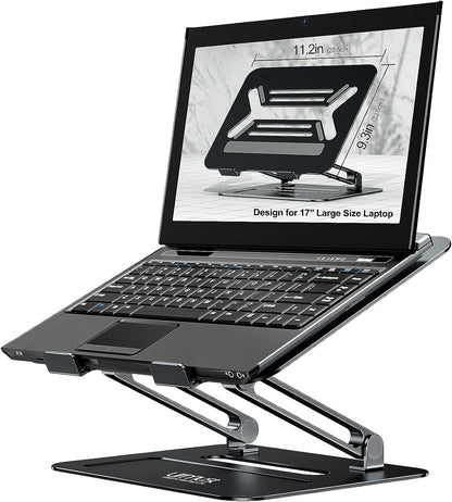 Urmust Adjustable Laptop Stand for Desk Aluminum Computer Stand for Laptop Riser Holder Notebook Stand Compatible with MacBook Air Pro Ultrabook All Laptops 11-17 inch (Black)