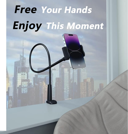 MAGIPEA Phone Holder for Bed, Gooseneck Phone Holder for Desk, Cell Phone Mount with Flexible Long Arm, Compatible with iPhone 17/16 Pro Max, 15, 14, and Other 3.5–7" Devices