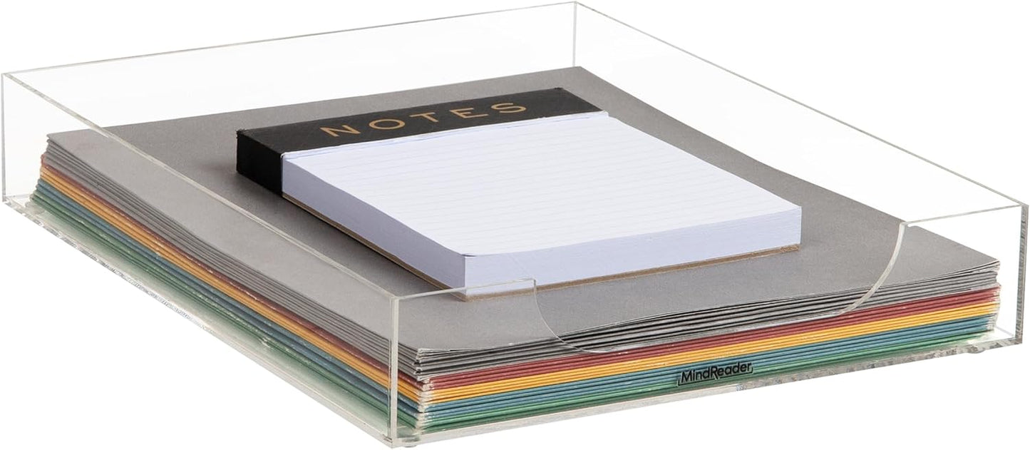 Mind Reader Paper Tray, Desktop Organizer, File Storage, Modern, Office, Acrylic, Clear