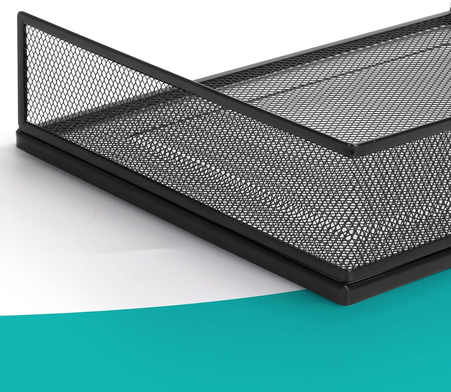 Wire Mesh Letter Trays Paper Tray Desk File Organizer, 2 Pack Stackable Metal Front-Load Documents Tray for Office Supplies File (Lengthways)