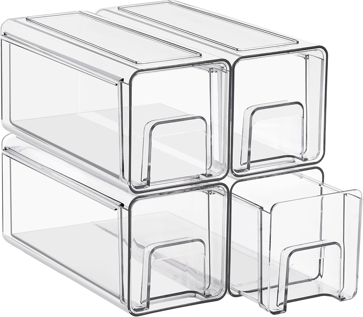 Sorbus Medium Clear Stackable Storage Drawers – 2-Pack Plastic Organizer Bins with Handles – Pull-Out Stackable Drawers for Bathroom Closet, Medicine, Cabinet, Pantry Storage, Baby Bottle Organizer