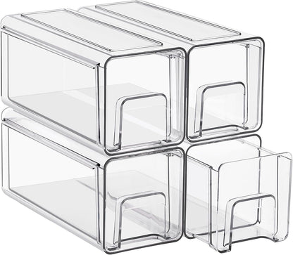 Sorbus Medium Clear Stackable Storage Drawers – 2-Pack Plastic Organizer Bins with Handles – Pull-Out Stackable Drawers for Bathroom Closet, Medicine, Cabinet, Pantry Storage, Baby Bottle Organizer