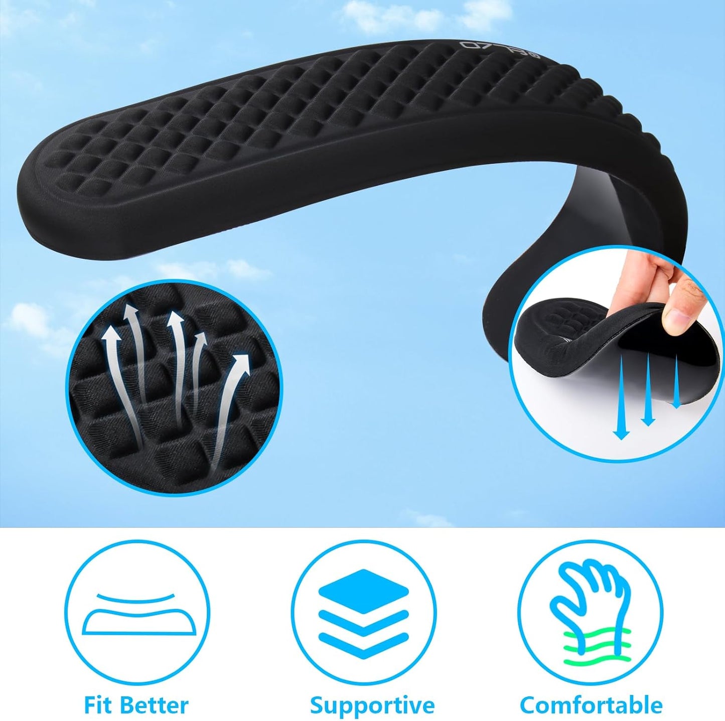 ELZO Wrist Rest for Keyboard, Soft Memory Foam Wrist Support, Ergonomic, Non-Slip for Computer Keyboard, Made Easy Typing & Relieve Wrist Pain, Black