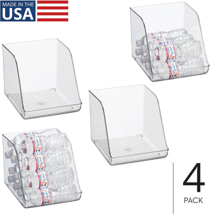 iDesign Plastic Water Bottle Organizer for Fridge, Bottle Holder for Kitchen and Pantry, Clear, 2-Pack