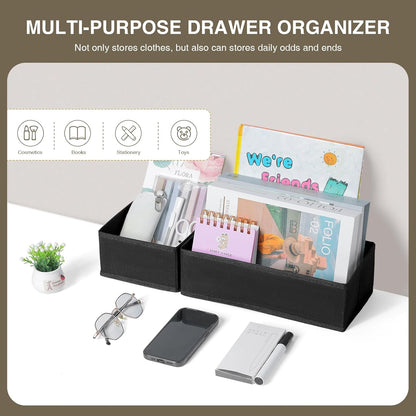 DIMJ Drawer Organizers Clothes, Dresser Organizer Bins for Baby Clothes,Underwear and Sock, Fabric Closet Organization and Storage Boxs, Drawer Dividers for Nursery, Clothing, Tie - 4 Pack, Beige