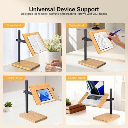 wishacc Adjustable Book Stand for Reading, Ergonomic Desktop Book Reading Stand with Height & Angle Adjustment, Heavy Duty Textbook Stand & Book Holders for Reading Hands Free for Reading Enthusiasts