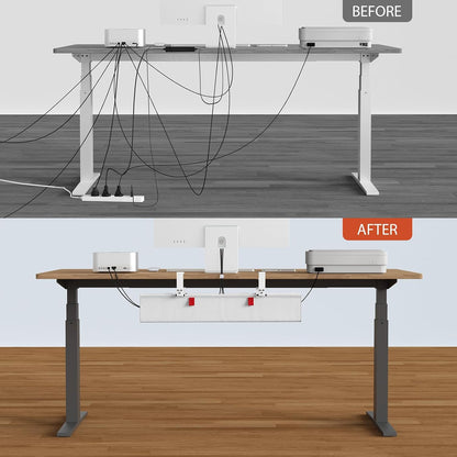 Univivi No Drill Under Desk Cable Management Tray, 36" Cord Organizer for Table, Clamp/Screw Mount Desk Cable Management, Premium Fabric Cable Management Tray for Office, Home