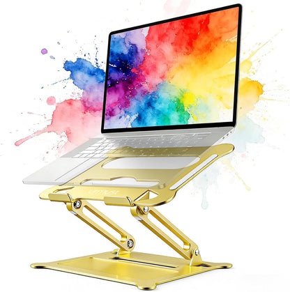 Urmust Laptop Notebook Stand Holder Adjustable Laptop Stand Portable Computer Riser Compatible with MacBook Air Pro HP Dell XPS Lenovo All Laptops 10-15.6"(Rose Gold)