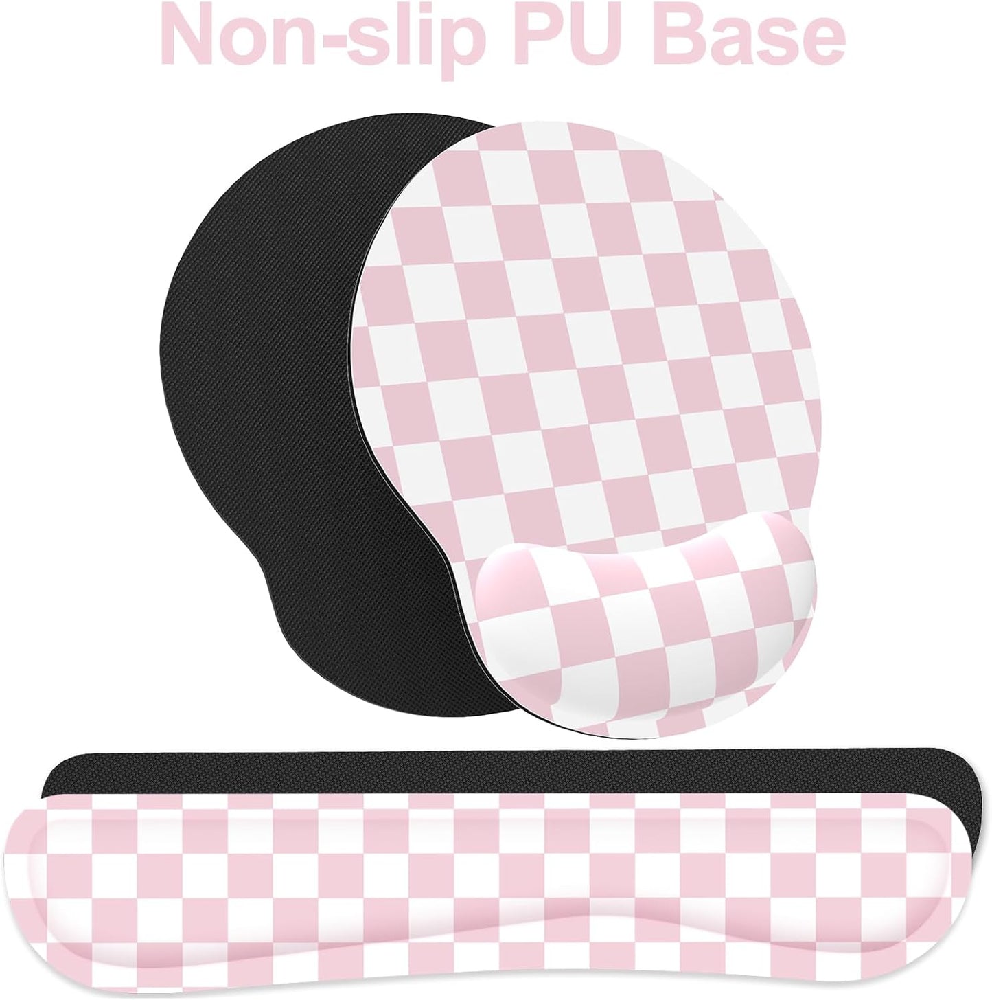 Ergonomic Mouse Pad with Wrist Rest and Keyboard Wrist Rest, Memory Foam Wrist Rest for Computer Keyboard, Easy Typing, Pain Relief, Mouse Pad Wrist Support for Gaming,Office, Laptop, Black Flower