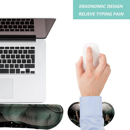 Keyboard Wrist Rest Mouse Wrist Support Set, Memory Foam Wrist Rest Pad for Computer Laptop Keyboard Mouse, Ergonomic Wrist Cushion Support for Typing Pain Relief, Gaming Home Office, Purple