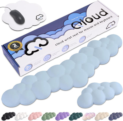 Cloud Keyboard Wrist Rest – Create-ables Qloud Cloud Wrist Rest for Computer Keyboard and Mouse, Ergonomic Memory Foam Wrist Pad with Non-Slip Base, Includes Cloud Mouse Pad – White