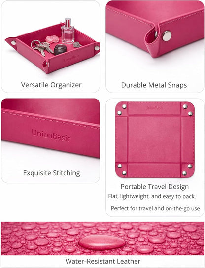 UnionBasic Medium Valet Tray, Jewelry Tray for Rings Watches Earrings, Entryway Catchall Caddy for Coins Keys Change, Nightstand Bedside Valet Holder, Trays for Electronic Gadgets, Candy Pink Plus - Colors B