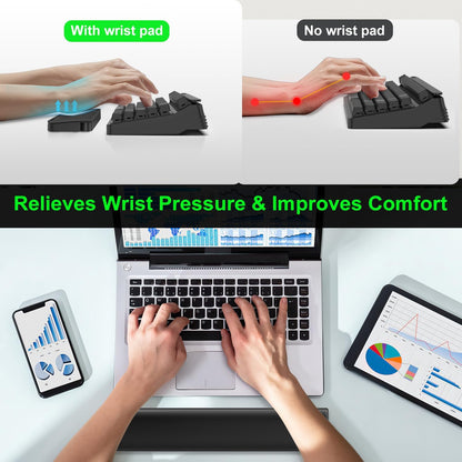 VICHYIE Keyboard Wrist Rest with Cleaner Kit, Wrist Pad for Tenkeyless Keyboard, Typing Pain Relief, Multi-Functional Cleaning Kit for Earbuds, Phones, Desk Accessories for Home & Office (Black)