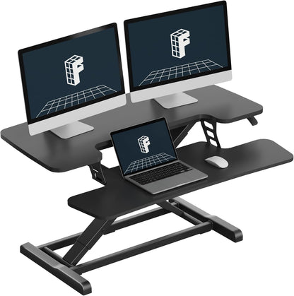 FLEXISPOT Standing Desk Converter 28" Desk Riser for Small Spaces, Compact Desktop Riser Sit Stand Computer Workstation, Stand Up Desk Converter for Laptop & Single Monitor, Black