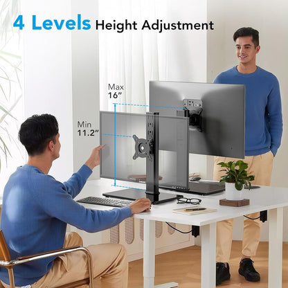 AX WABER Single Monitor Desk Stand Free-Standing Desk Mount Arm Riser for 13 inch to 32 inch Screen Freestanding VESA Mount Base, Adjustable Height, Tilt, Swivel, Rotation, Black AX05TB01