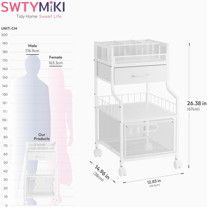 SWTYMIKI Rolling Under Desk Storage - Storage Cart with Drawers & DIY Divider - Art Cart Organizer on Wheels - Craft Rolling Utility Cart for Office, Craft Room & Studio Espresso