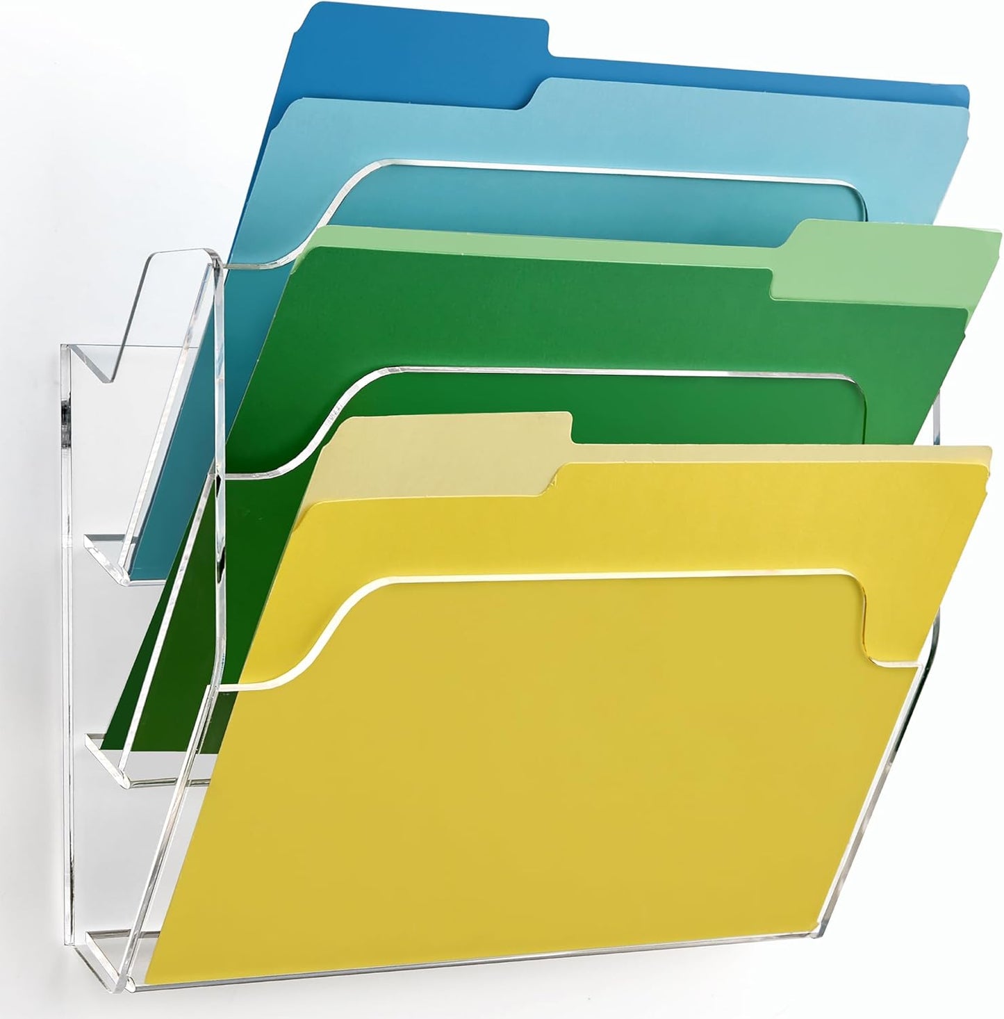 DINGHUO Acrylic Hanging Wall File Folder Organizer for Desk, Clear 3 Tier Document Paper Magazine Holder for Home, Office Organization, School - 1 Pack
