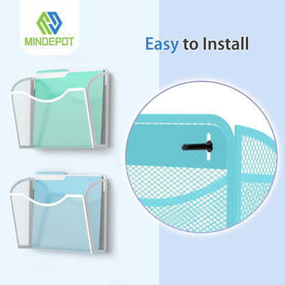 MINDEPOT Wall File Organizer,Hanging Wall Mounted File Folder Binder Holder Mail Organizer for Office,Home and School Supplies