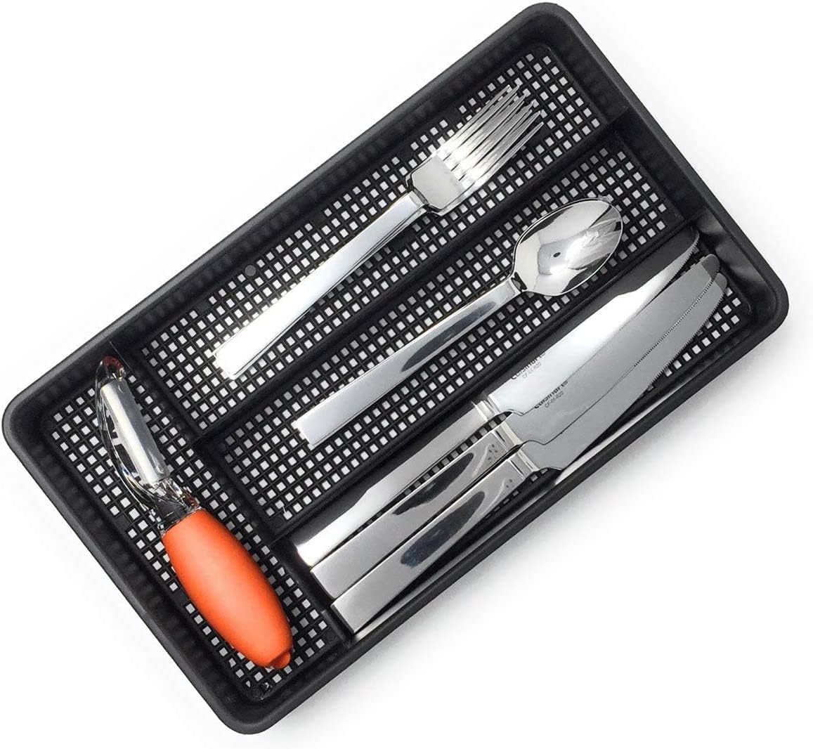 Dial Industries Small Cutlery, Utensil, Silverware Kitchen Drawer Organizer Tray, Clear