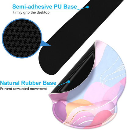 Dapesuom Keyboard Wrist Rest and Mouse Pad with Wrist Support, Cute Memory Foam Cushion for Keyboard and Mouse Set, Ergonomic Desktop Pad Rests with Non Slip Base for Easy Typing & Pain Relief, Pink