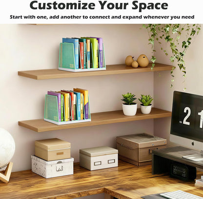 AUPSEN 5-Section Gold File Organizer for Desk, Wood Mesh Desktop File Organizer, File Sorter Storage Rack, Vertical Folder Holder for Files, Magazines, Books (Gold)