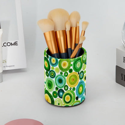 Leather Pen Holder for Desk, Love Cherry Pencil Organizer Pencil Cup Desk Decor Makeup Brush Holder Multifunctional Office Supplies for Home,Office, School