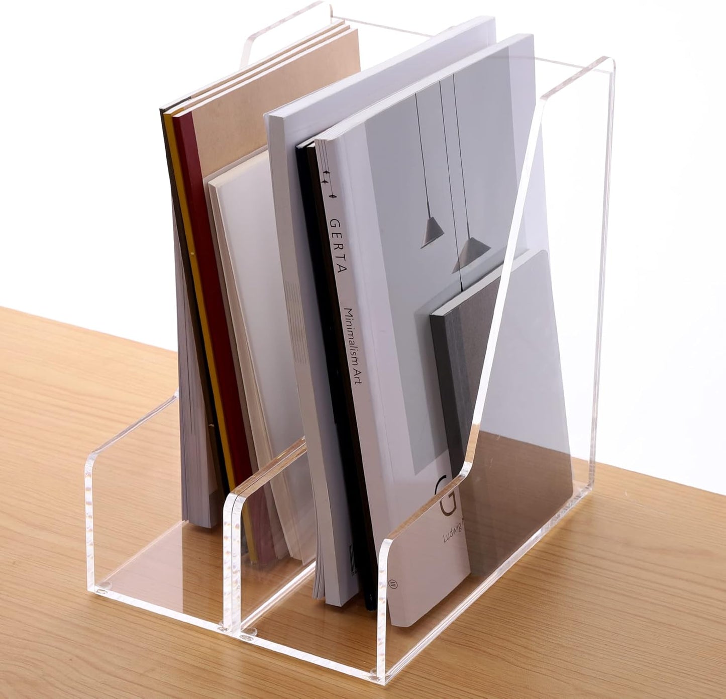 Magazine Holder, Clear Acrylic Magazine Rack, File Organizer for Office Desk, Book Organizer,-One-Piece-3 Vertical spaces,1 pack (B5)……