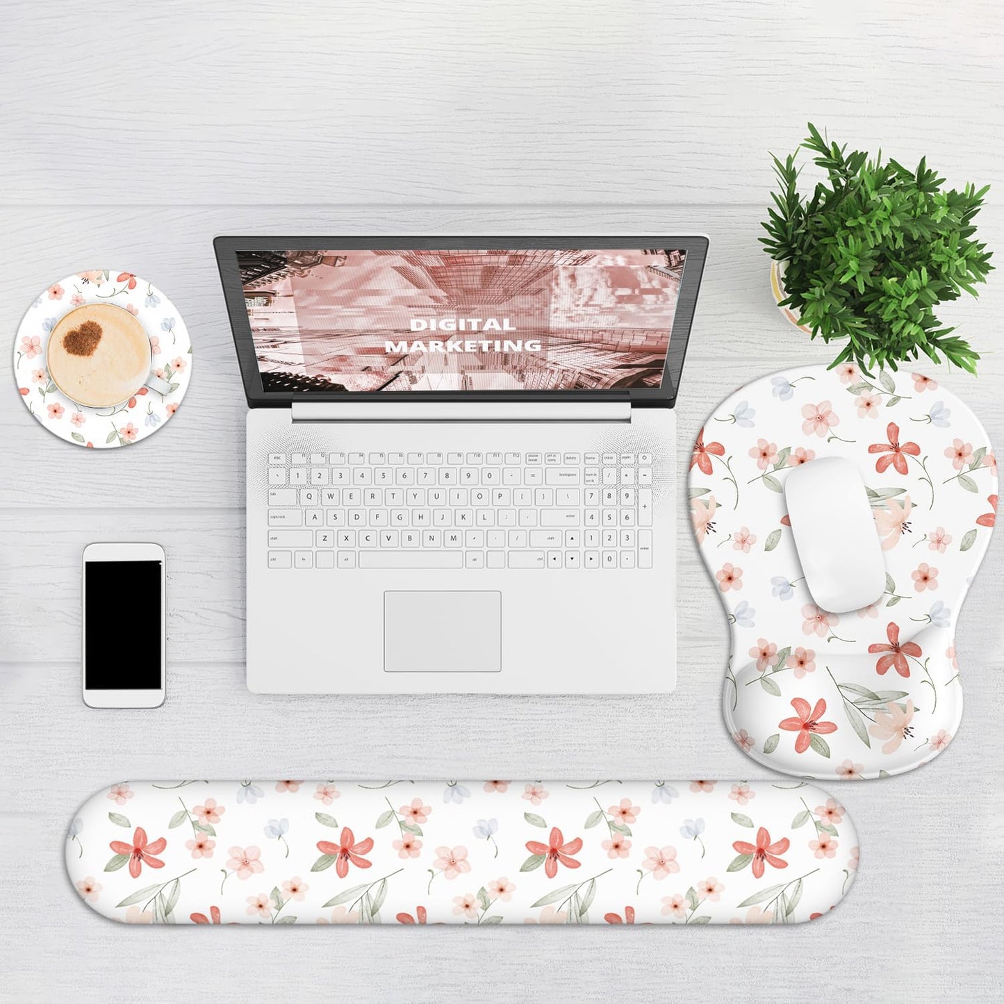 Ergonomic Mouse Pad with Wrist Rest and Keyboard Wrist Rest, Black Mousepad and Wrist Rest for Computer Keyboard, Pain Relief, Non-Slip PU Base, Gel Mouse Pad with Wrist Support for Gaming, Office
