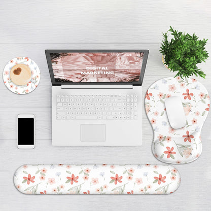 Ergonomic Mouse Pad with Wrist Rest and Keyboard Wrist Rest, Black Mousepad and Wrist Rest for Computer Keyboard, Pain Relief, Non-Slip PU Base, Gel Mouse Pad with Wrist Support for Gaming, Office