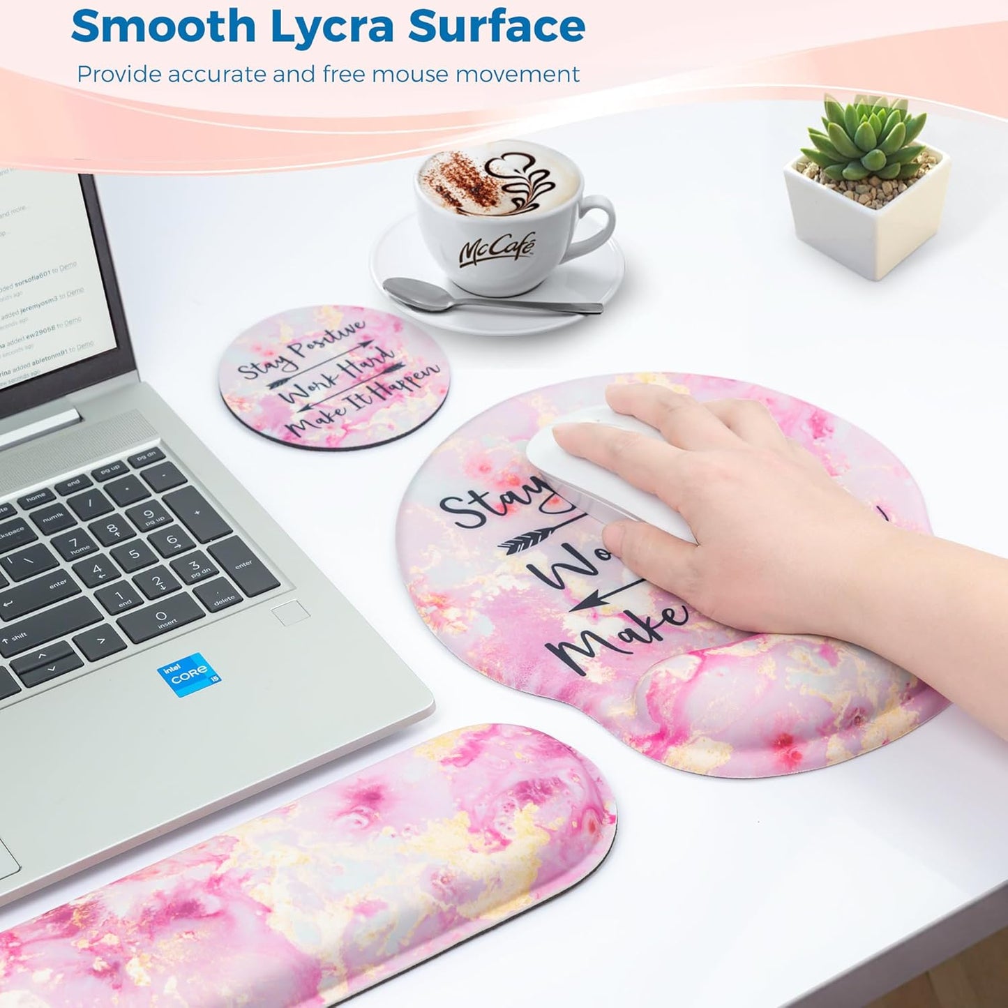 Mouse Pad and Keyboard Wrist Rest Support, with Non-Slip PU Base,Gel Mouse Pad with Coaster,Pain Relief for Gaming, Computer,Office -Beach