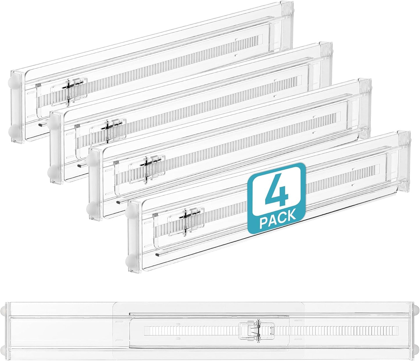 Vtopmart 12 Pack Drawer Dividers for Clothes, 4" High 10.2"-16.5" Adjustable Expandable Dresser Drawer Organizer, Clear Plastic Separators for Dresser, Baby Clothing, Underwear, Cosmetic, Toiletries