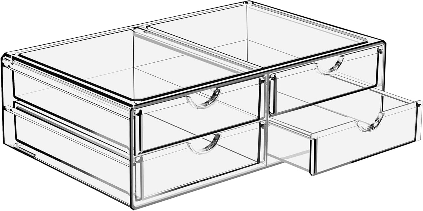 Sorbus Large Stackable Acrylic Drawers - 1 Clear Storage Drawers for Organizing Make up, Nail Polish, Hair Accessories, and Beauty Supplies - Makeup Organizer for Vanity, Bathroom Organizer Countertop