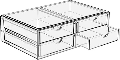 Sorbus Large Stackable Acrylic Drawers - 1 Clear Storage Drawers for Organizing Make up, Nail Polish, Hair Accessories, and Beauty Supplies - Makeup Organizer for Vanity, Bathroom Organizer Countertop