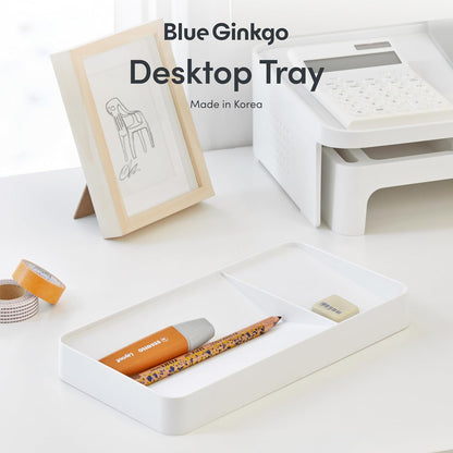 BLUE GINKGO Desk Holder – Korean-Made Office Organizer for Pencils, Pens, Notes, and Desk Supplies (White)