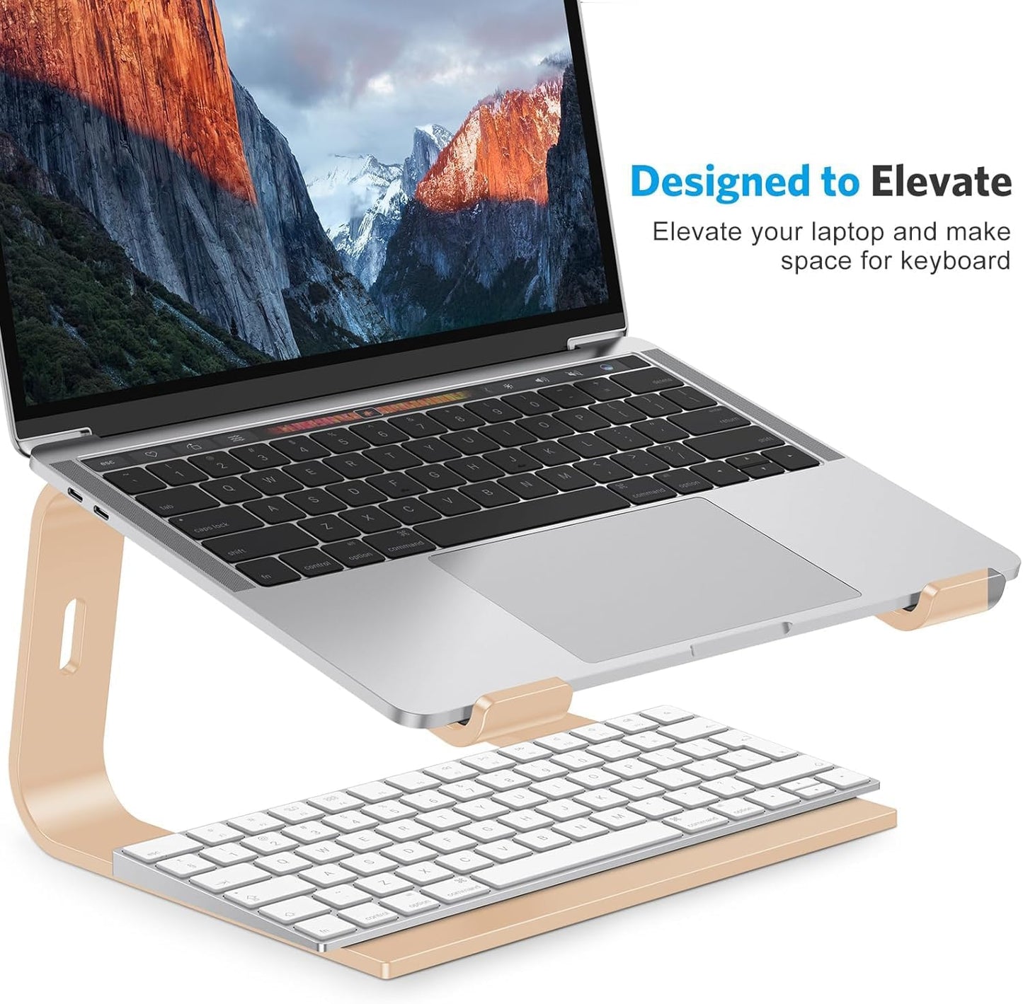 OMOTON Laptop Stand, Detachable Laptop Mount, Aluminum Laptop Holder Stand for Desk, Compatible with MacBook Air/Pro, Dell, HP All Laptops (11-16 inch), Silver