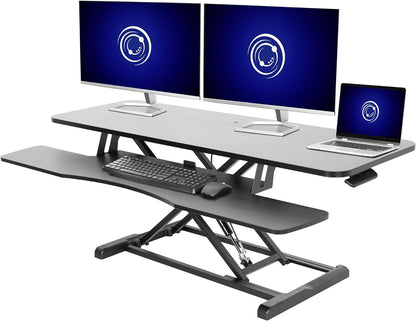 VIVO 26 inch Desk Converter, K Series, Height Adjustable Sit to Stand Riser, Dual Monitor and Laptop Workstation with Keyboard Tray, Black, DESK-V026KB