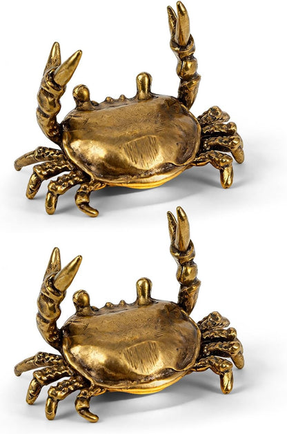 Pencil Holders Weightlifting Brass Pen Holder, Funny Animal Desk Organizer, Creative Desktop Decoration, Stationery Storage Rack for Office Home (Crab | 2PCS)