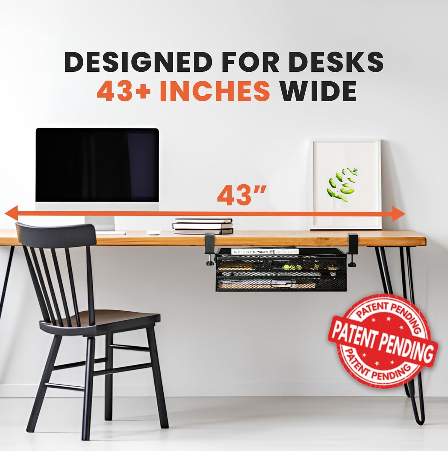 Under Desk Drawer Organizer Clamp-On, Mesh Metal Attachment, 1 Drawer Slide Out, On or Under Desk Organizer for Office Supplies & Home Essentials
