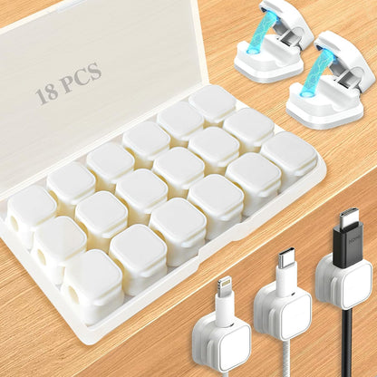 18 Pack Cord Organizer Holder,Magnetic Cable Clips Management, Easy Adhesive Phone USB Charger Cord Keeper, Hide Or Organize Desk Cable for Kitchen, Office, Car, Nightstand （Black）